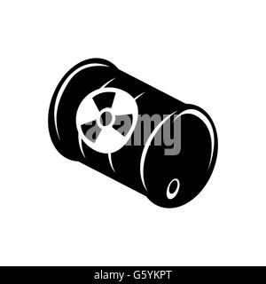 Vector black icône baril ib wastle radioactifs Illustration de Vecteur