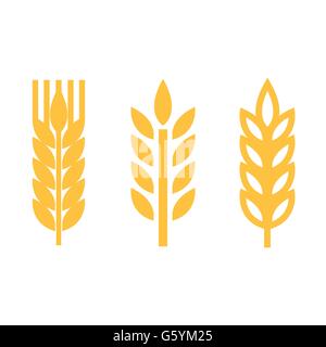 Blé jaune vecteur spica oreille icons set Illustration de Vecteur
