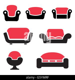 Canapés et divans Vector icons set Illustration de Vecteur