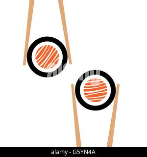 HHolding baguettes vecteur du châssis du rouleau de sushi Illustration de Vecteur