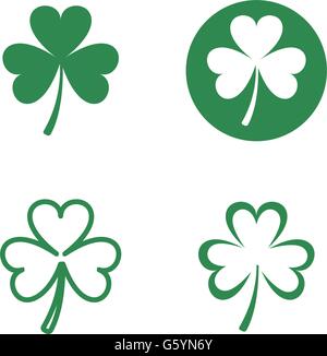 Les trèfles vert Vector icons set Illustration de Vecteur