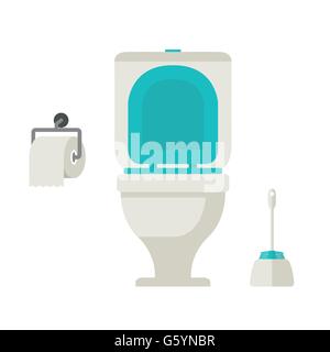 Vector télévision toilettes, papier toilette, brosse wc, ensemble Illustration de Vecteur