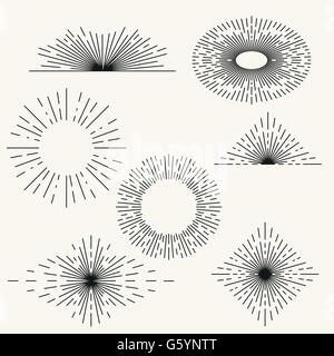 Mettre la main à la mode retro sunburst Illustration de Vecteur