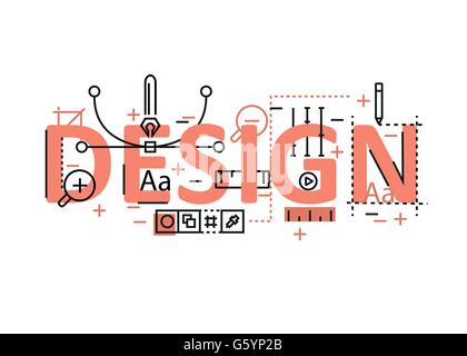 Concept design design ligne plate avec des icônes et des éléments. Concept design moderne collection de vecteurs. Lettrage concept design Illustration de Vecteur