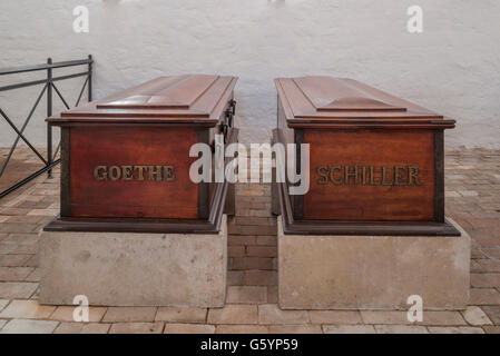 Les cercueils de Goethe et Schiller à Crypte royale, Fürstengruft, cimetière historique, Weimar, Thuringe, Allemagne Banque D'Images