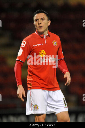 Soccer - Johnstone's Paint Trophy - Section du Nord - quart de finale - Crewe Alexandra et Doncaster Rovers - Alexandra Stadium. Gregor Robertson de Crewe Alexandra Banque D'Images