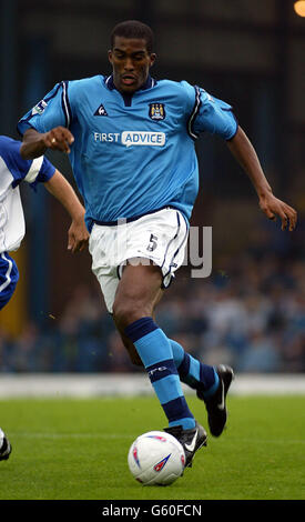 Sylvain Distin de Manchester City FC. Banque D'Images