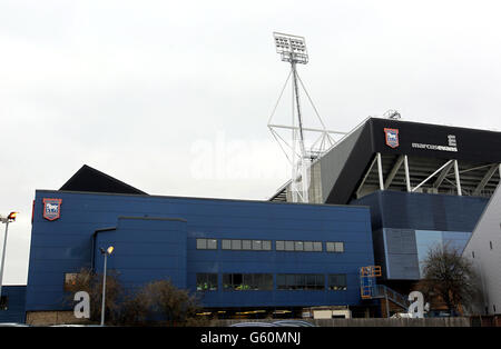 Football - championnat de npower football League - Ipswich Town / Leicester City - Portman Road. Vue générale de Portman Road, qui abrite la ville d'Ipswich. Banque D'Images