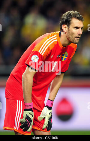 Football - coupe du monde de la FIFA 2014 qualification - Groupe C - Suède / République d'Irlande - Friends Arena. Gardien de but Andreas Isaksson, Suède. Banque D'Images