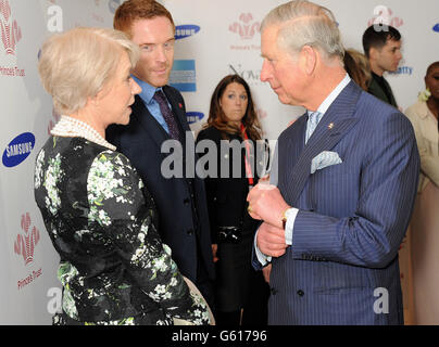 (De gauche à droite) Dame Helen Mirren, Damian Lewis et le Prince de Galles assistent aux prix Prince's Trust et Samsung Celebrate Success Awards à Odeon Leicester Square, Londres. Banque D'Images