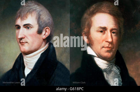 Lewis et Cark. Meriwether Lewis et William Clark. Portraits de Charles Willson Peale, c.1807 et 1810. Banque D'Images