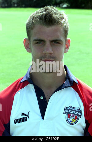 Bristol Shoguns - Tom Luke.Tom Luke de l'équipe de rugby Union Bristol Shoguns pendant la séance photo annuelle de son club avant la nouvelle saison. Banque D'Images