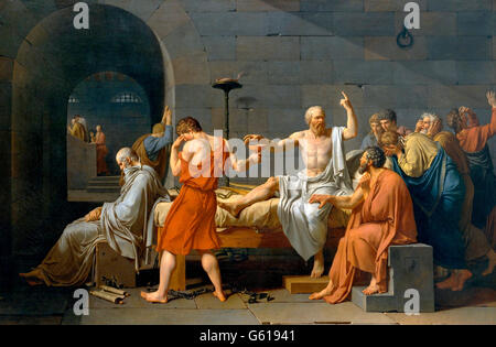 Socrates. La mort de Socrate par Jacques-Louis David, huile sur toile, 1787. Banque D'Images