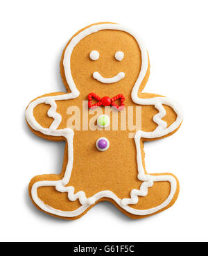 Classic Gingerbread Cookie isolé sur fond blanc. Banque D'Images