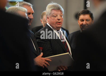 Ancien combattant de la guerre des Malouines, Simon Weston assiste aux funérailles de la baronne Thatcher, à la cathédrale Saint-Paul, dans le centre de Londres. Banque D'Images