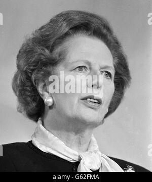 Première ministre de la Grande-Bretagne, Mme Margaret Thatcher, 62 ans, qui en est à son troisième mandat. Banque D'Images