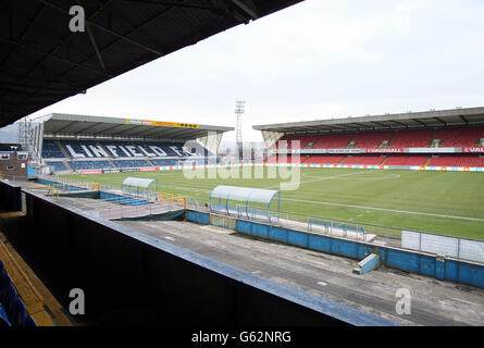 Stade de football de Windsor à Belfast, stade des internationaux d'Irlande du Nord. Banque D'Images