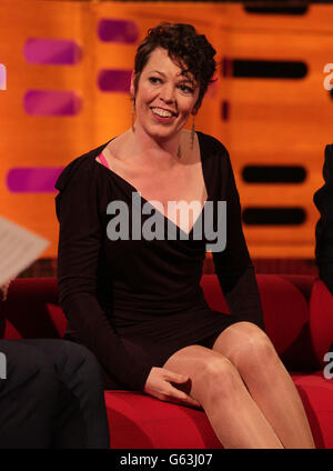 Invité Olivia Colman pendant le tournage du Graham Norton Show aux London Studios, dans le sud de Londres. Banque D'Images