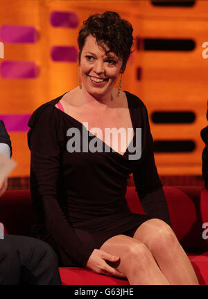 Invité Olivia Colman pendant le tournage du Graham Norton Show aux London Studios, dans le sud de Londres. Banque D'Images