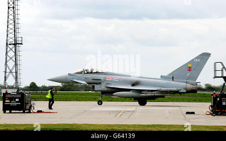 Le typhon Eurofighter. Un typhon Eurofighter à la RAF Coningsby. Banque D'Images