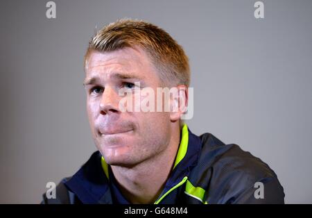 Cricket - David Warner et Michael Clarke Conférence de presse - Royal Garden Hotel Banque D'Images