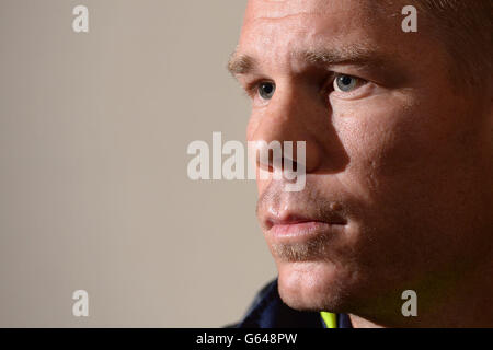 Cricket - David Warner et Michael Clarke Conférence de presse - Royal Garden Hotel Banque D'Images