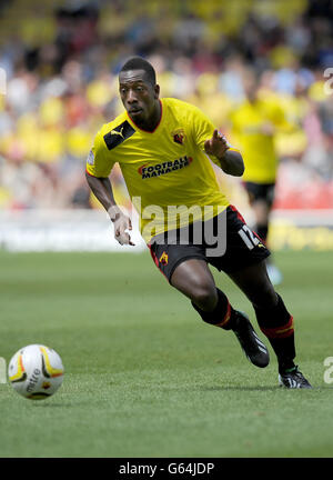 Football - championnat de npower football League - jouer - demi-finale - deuxième jambe - Watford v Leicester City - Vicarage Road.Lloyd Doyley de Watford lors du match de championnat de la npower football League à Vicarage Road. Banque D'Images