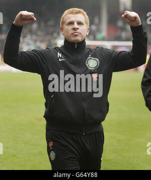 Neil Lennon, directeur du Celtic, à temps plein, après le match de la Clydesdale Bank Scottish Premier League au parc Tannadice, Dundee. Banque D'Images