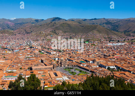 Aperçu de Cuzco dans les Andes au Pérou Banque D'Images