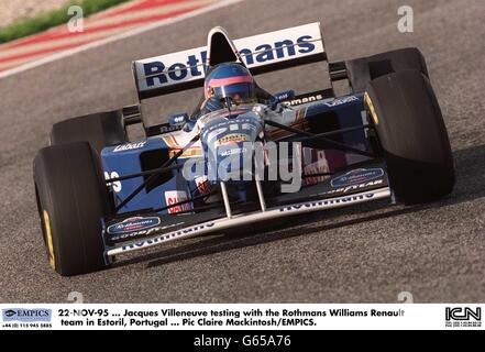 22-NOV-95, Jacques Villeneuve teste avec l'équipe Rothmans Williams Renault à Estoril, Portugal Banque D'Images