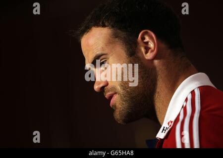 Rugby Union - 2013 British and Irish Lions Tour - Conférence de presse des Lions britanniques et irlandais - The Tattersalls Club.Les Lions britanniques et irlandais Jamie Roberts lors d'une conférence de presse au Tattersalls Club, Brisbane, Australie. Banque D'Images