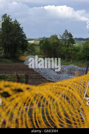 Des câbles d'enchevêtrement autour de Lough Erne et de la région environnante avant le Sommet du G8. Banque D'Images