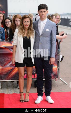 Caroline Flack et Matt Richardson arrivent aux auditions de X Factor, à Excel London. Banque D'Images