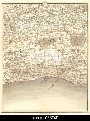SURREY/SUSSEX:Sevenoaks Guildford East Grinstead Worthing Brighton.Cary 1794 map Banque D'Images