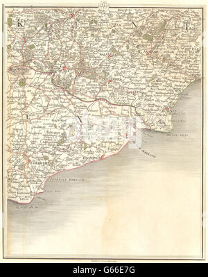 KENT/SUSSEX COAST:Maidstone Ashford Eastbourne Seigle Tunbridge Wells.CARY 1794 map Banque D'Images