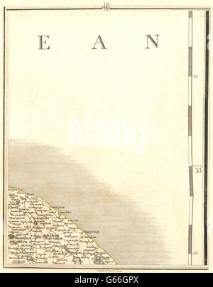 La côte de Norfolk : North Walsham Aylsham Mundesley Happisburgh Cromer. CARY 1794 map Banque D'Images