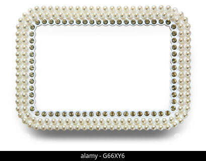 Cadre pour photo avec pearls isolé sur fond blanc Banque D'Images