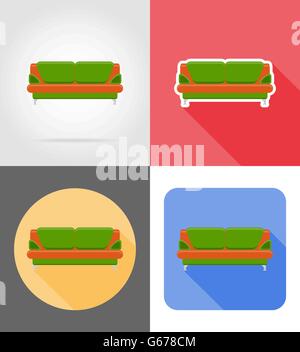 Meubles canapé télévision set icons vector illustration isolé sur fond blanc Illustration de Vecteur