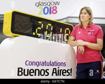 L'Olympienne Katherine Grainger au club de Glasgow en Écosse, suite à l'annonce que la candidature de Glasgow pour accueillir les Jeux Olympiques de la Jeunesse de 2018 a échoué. Banque D'Images