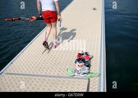 Aviron - 2013 Henley Royal Regatta - troisième jour - Henley-on-Thames.Alan Campbell participe aux Diamond Challenge Sculls au cours du troisième jour de la régate royale Henley, Henley on Thames. Banque D'Images