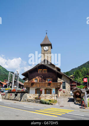 Morgins village, station de ski et de destination de vacances populaire en été, la région des Portes du soleil touristique, Suisse Banque D'Images