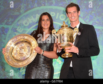 Andy Murray en Grande-Bretagne et Marion Bartoli en France pendant le Champions ball à l'hôtel Intercontinental de Londres. Banque D'Images