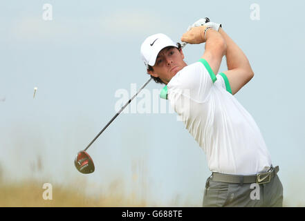 Rory McIlroy d'Irlande du Nord pendant la première journée du Championnat d'Open 2013 au Club de golf de Muirfield, East Lothian. Banque D'Images