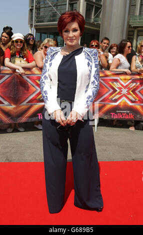 Sharon Osbourne arrive pour le dernier jour d'auditions ouvertes pour X Factor, à Wembley Arena, au nord de Londres. Banque D'Images