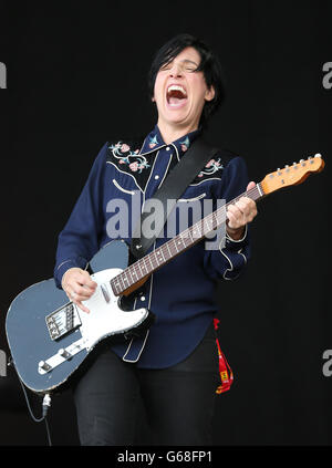 T dans le parc - deuxième jour.Sharleen Spiteri, du Texas, se produit au cours du 20e T du festival de musique Park à Kinross. Banque D'Images