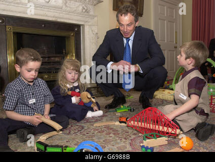 Blair - les parents qui travaillent le petit-déjeuner. Banque D'Images