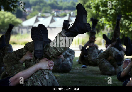 Les recrues de la réserve de l'armée en Ecosse Banque D'Images