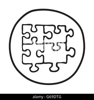 Icône Puzzle Doodle. Illustration de Vecteur