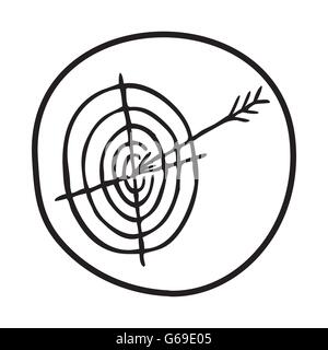 Icône de Flèche et Cible Doodle Illustration de Vecteur