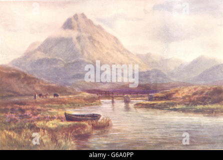 ULSTER : Mount Errigal de Gweedore River, Donegal. Les chevaux., print c1912 Banque D'Images